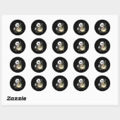 Sticker Rond Panda mangeant des nouilles Ramen drôles (Feuille)