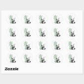 Sticker Rond Panda mangeant du bambou (Feuille)