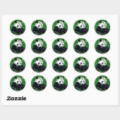 Sticker Rond Panda Manger Feuilles (Feuille)