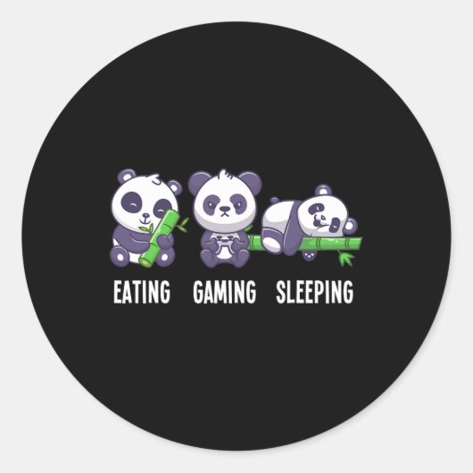 Sticker Rond Panda Manger Jeu Dormir Pour Jeu Multijoueur (Devant)