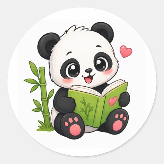 Sticker Rond panda mignon (Devant)