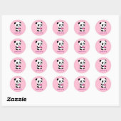 Sticker Rond Panda mignonne au coeur rose + Nom (Feuille)