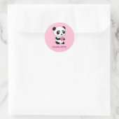 Sticker Rond Panda mignonne au coeur rose + Nom (Sac)