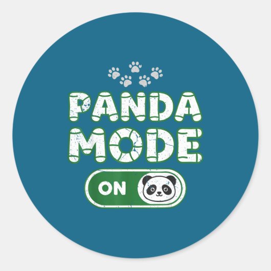 Sticker Rond Panda Mode On Funny Animal Bear Lover Owner Costum (Devant)