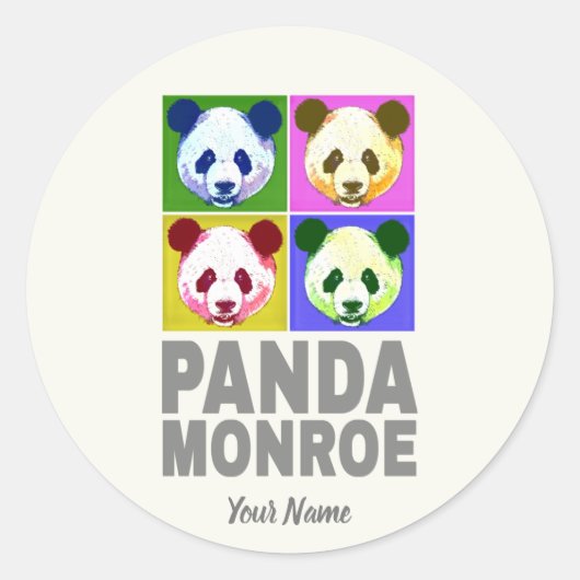 Sticker Rond Panda Monroe Ours Pop Art Portrait (Devant)