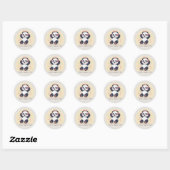 Sticker Rond Panda Musique Mignon (Feuille)