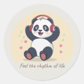 Sticker Rond Panda Musique Mignon (Devant)