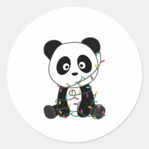 Sticker Rond Panda Noël Neige Animaux d'hiver Pandas