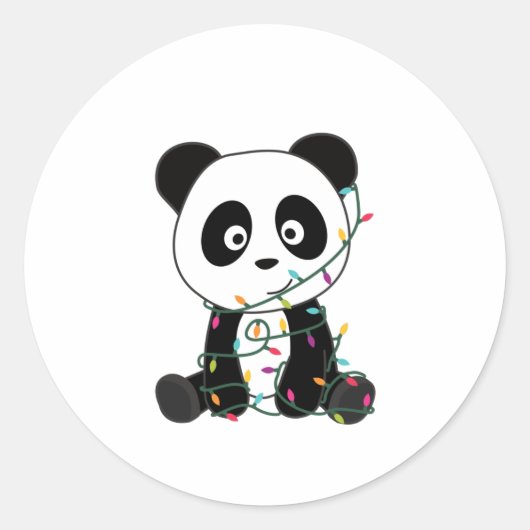 Sticker Rond Panda Noël Neige Animaux d'hiver Pandas (Devant)