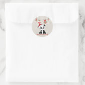 Sticker Rond Panda Noël Neige hiver Animaux Pandas Classique (Sac)