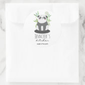 Sticker Rond Panda noir et blanc mignonne dans la cuisine Bambo (Sac)