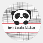 Sticker Rond Panda noir rouge des chevalets de cuisine (Devant)
