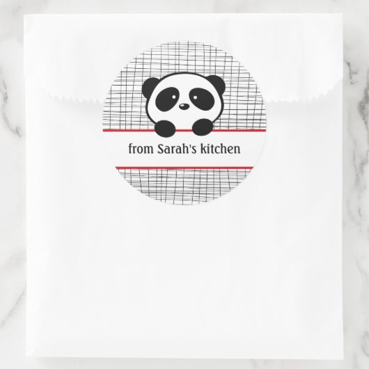 Sticker Rond Panda noir rouge des chevalets de cuisine (Sac)