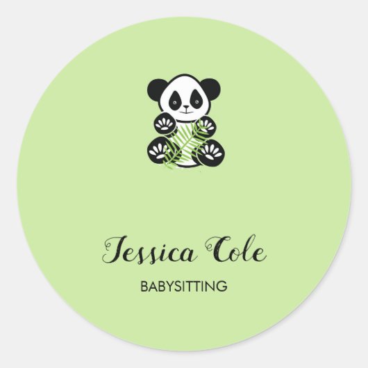 Sticker Rond Panda ours pâle vert pâle (Devant)