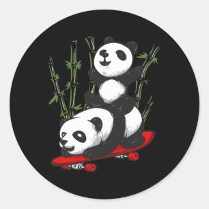 Sticker Rond Panda Ours Skateboard Sauvage Drôle Panda Skateboa