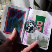 Sticker Rond Panda Ours Violet Fleurs Amateurs de la nature