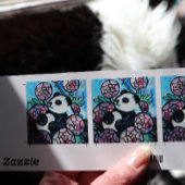 Sticker Rond Panda Ours Violet Fleurs Amateurs de la nature