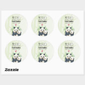Sticker Rond Panda Pair Cute & Bambou Aquarelle Bougie Savon (Feuille)
