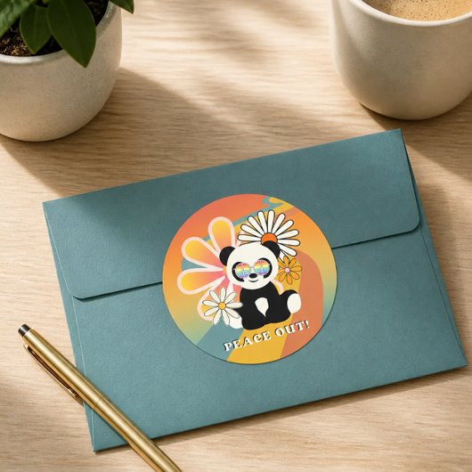 Sticker Rond Panda | Paix dehors Coloré