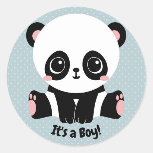 Sticker Rond Panda personnalisable de baby shower c'est des