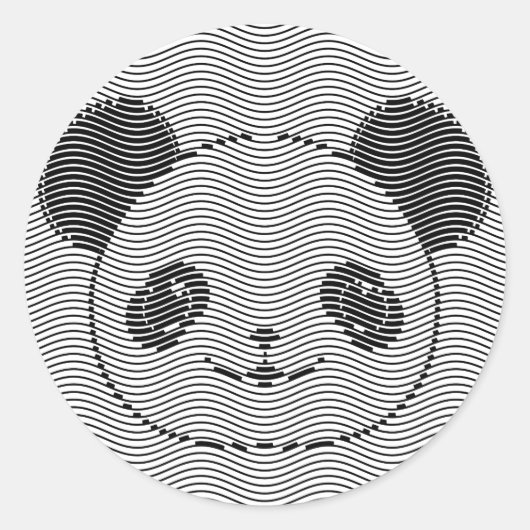 Sticker Rond Panda Porte Face Sur La Vague Motif (Devant)