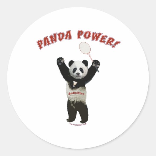 Sticker Rond Panda Power de Badminton (Devant)