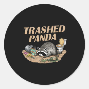 Sticker Rond Panda Raton Laveur Dégradé Drôle Devient Ivre Mème