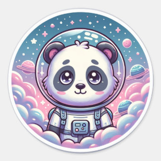 Sticker Rond Panda Rêveur Cosmique L'Espace Zen Master