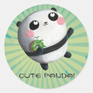 Sticker Rond Panda ronde mignonne