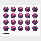 Sticker Rond Panda Rose Coloré (Feuille)