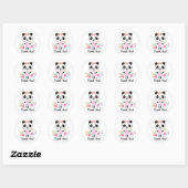 Sticker Rond Panda rose Merci adorable fille (Feuille)