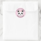 Sticker Rond Panda rose mignonne Visage 1er fête d'anniversaire (Sac)