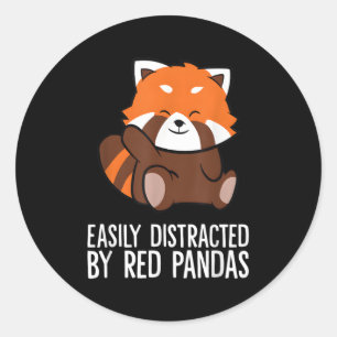 Sticker Rond Panda Rouge Aimé Facilement Distrait Par Pandas Ro