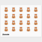 Sticker Rond Panda Rouge En Pandas Citrouille Cute Halloween C  (Feuille)