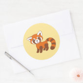 Sticker Rond Panda rouge mignon sur jaune (Enveloppe)