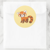 Sticker Rond Panda rouge mignon sur jaune (Sac)