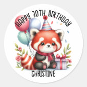 Sticker Rond Panda rouge mignonne fête d'anniversaire faveurs (Devant)