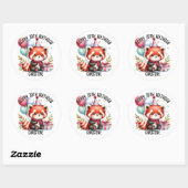 Sticker Rond Panda rouge mignonne fête d'anniversaire faveurs (Feuille)