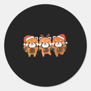 Sticker Rond Panda rouge Noël Animaux mignons Rouge Pan