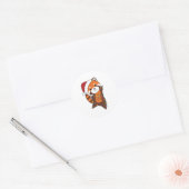 Sticker Rond Panda Rouge Noël Neige Animaux d'hiver Pandas (Enveloppe)