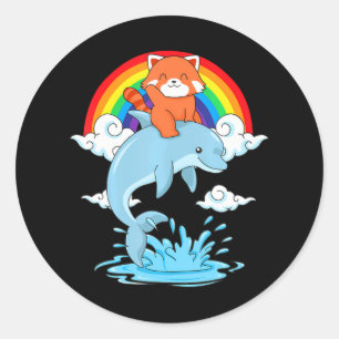 Sticker Rond Panda Rouge Panda Kawaii Panda Rouge Panda Rouge P