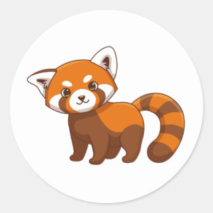 Sticker Rond Panda roux mignon