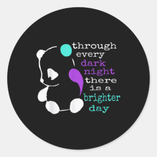 Sticker Rond Panda Semicolon Cadeau Prévention Suicide Sensibil