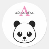 Sticker Rond Panda souriant visage Monogramme  (Devant)