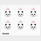 Sticker Rond Panda souriant visage Monogramme  (Feuille)