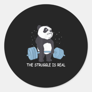 Sticker Rond Panda Struggle Est Vraiment Bear Deadlift Funny Gy