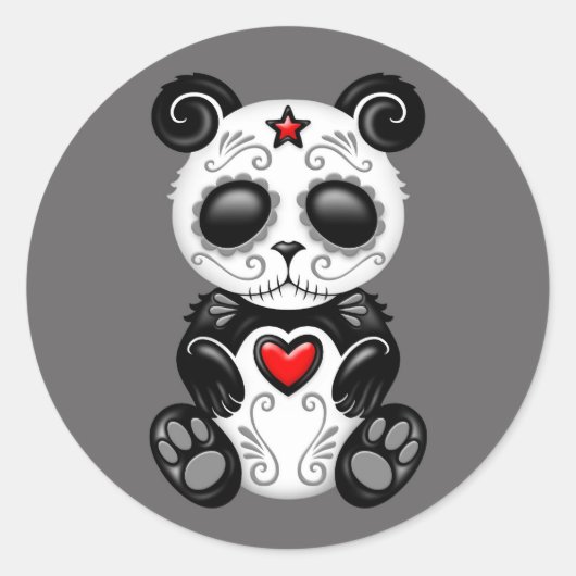 Sticker Rond Panda sucre Zombie gris (Devant)