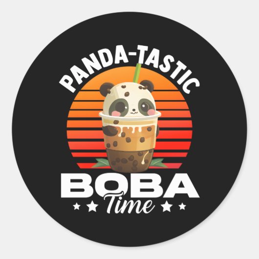 Sticker Rond Panda Tastic Boba Time Panda Bubble Tea Anime (Devant)