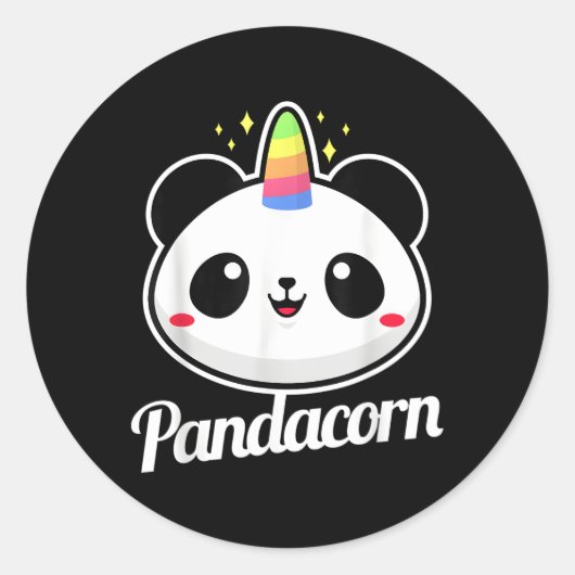 Sticker Rond Panda Unicorn Animal Pandacorn (Devant)