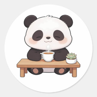 Sticker Rond panda,warm,healing,slow-paced,inner peace #014